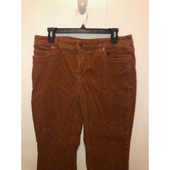 Lands' End Women's 12 Petite Mid Rise Corduroy Bootcut Pants Dark Caramel - Picture 2 of 3